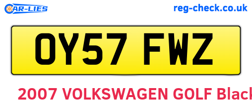 OY57FWZ are the vehicle registration plates.