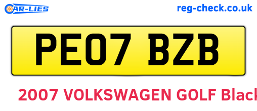 PE07BZB are the vehicle registration plates.