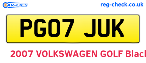 PG07JUK are the vehicle registration plates.
