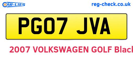 PG07JVA are the vehicle registration plates.