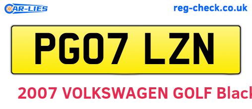 PG07LZN are the vehicle registration plates.