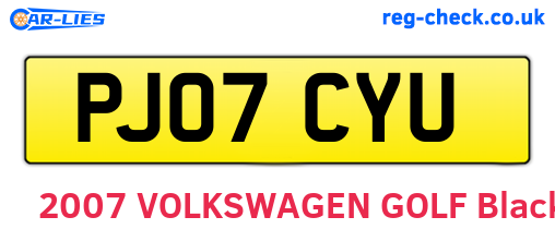 PJ07CYU are the vehicle registration plates.