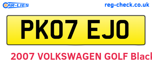 PK07EJO are the vehicle registration plates.