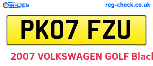 PK07FZU are the vehicle registration plates.