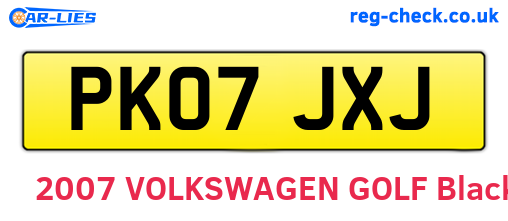 PK07JXJ are the vehicle registration plates.