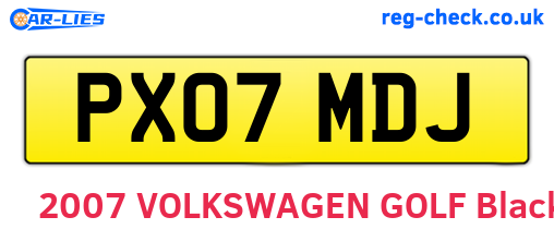 PX07MDJ are the vehicle registration plates.