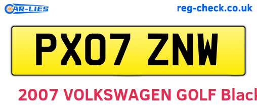 PX07ZNW are the vehicle registration plates.