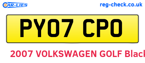 PY07CPO are the vehicle registration plates.