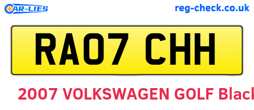 RA07CHH are the vehicle registration plates.