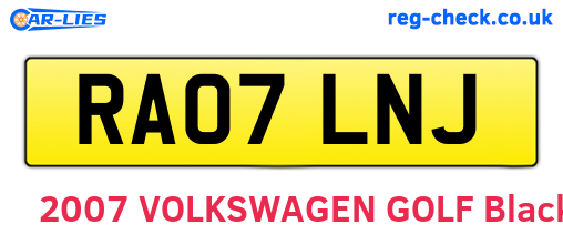 RA07LNJ are the vehicle registration plates.
