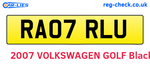 RA07RLU are the vehicle registration plates.