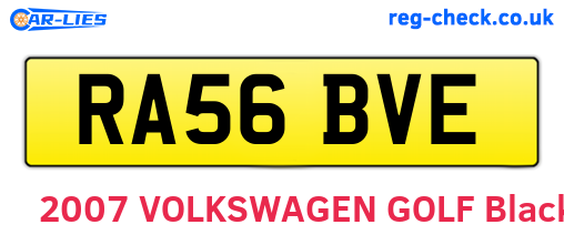RA56BVE are the vehicle registration plates.
