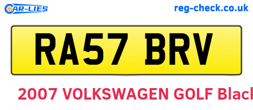 RA57BRV are the vehicle registration plates.