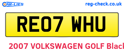 RE07WHU are the vehicle registration plates.
