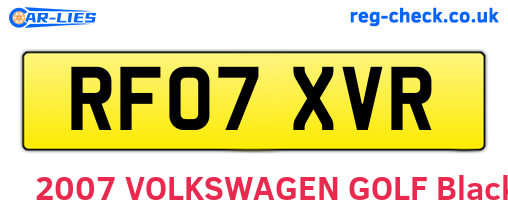 RF07XVR are the vehicle registration plates.