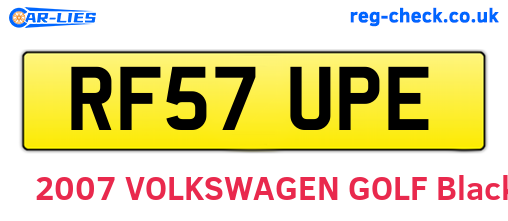 RF57UPE are the vehicle registration plates.