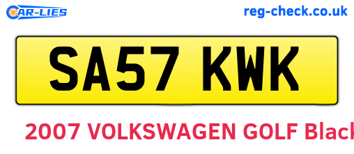 SA57KWK are the vehicle registration plates.