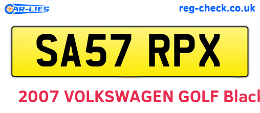 SA57RPX are the vehicle registration plates.