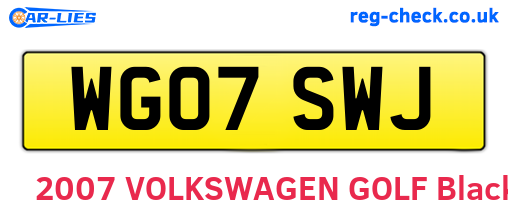 WG07SWJ are the vehicle registration plates.