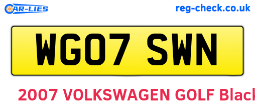 WG07SWN are the vehicle registration plates.