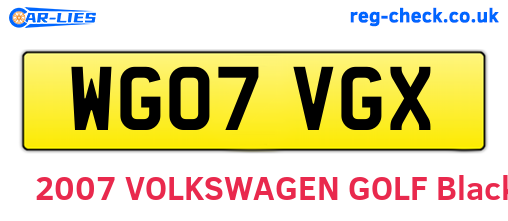 WG07VGX are the vehicle registration plates.