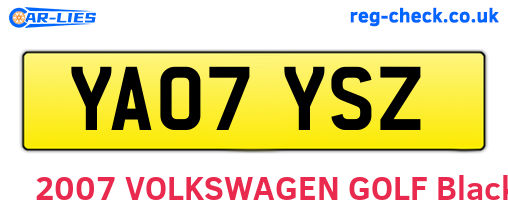 YA07YSZ are the vehicle registration plates.