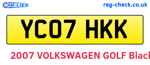 YC07HKK are the vehicle registration plates.