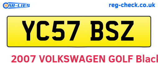 YC57BSZ are the vehicle registration plates.