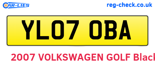 YL07OBA are the vehicle registration plates.