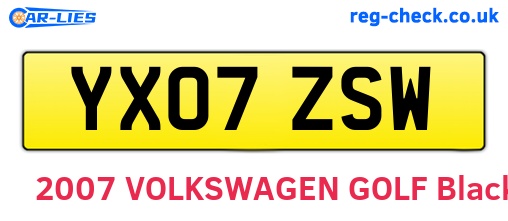 YX07ZSW are the vehicle registration plates.