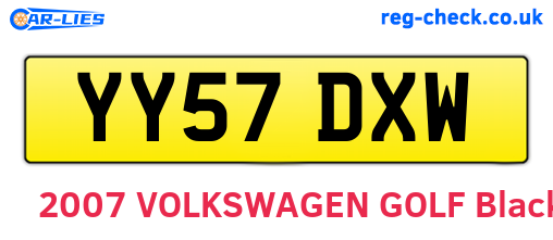 YY57DXW are the vehicle registration plates.