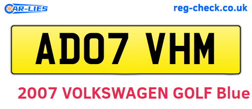 AD07VHM are the vehicle registration plates.