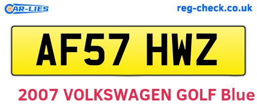 AF57HWZ are the vehicle registration plates.