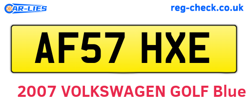 AF57HXE are the vehicle registration plates.