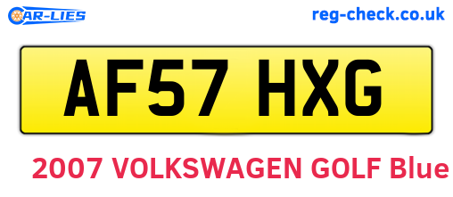 AF57HXG are the vehicle registration plates.
