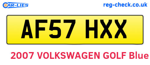 AF57HXX are the vehicle registration plates.