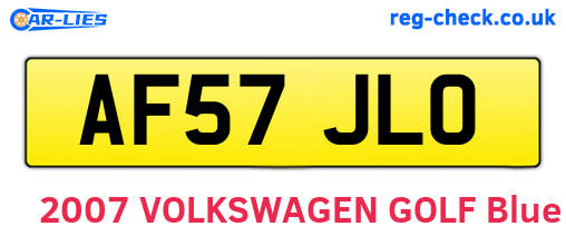 AF57JLO are the vehicle registration plates.