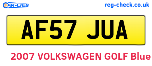 AF57JUA are the vehicle registration plates.