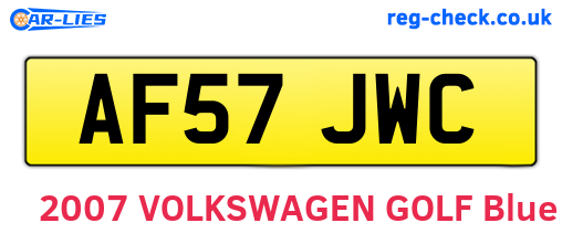 AF57JWC are the vehicle registration plates.