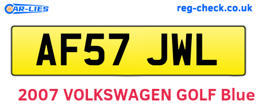 AF57JWL are the vehicle registration plates.