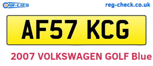 AF57KCG are the vehicle registration plates.