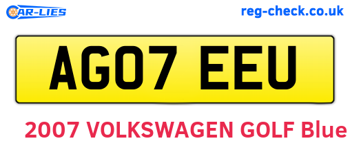 AG07EEU are the vehicle registration plates.
