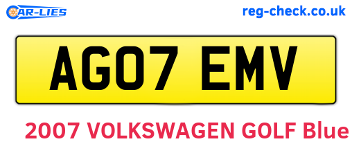 AG07EMV are the vehicle registration plates.