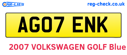 AG07ENK are the vehicle registration plates.