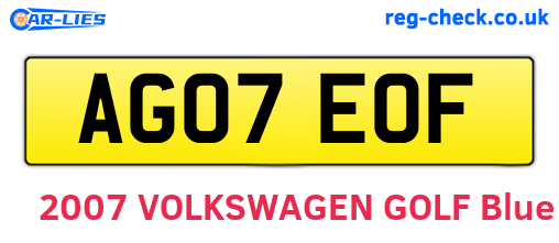 AG07EOF are the vehicle registration plates.