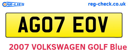 AG07EOV are the vehicle registration plates.