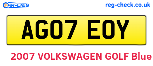 AG07EOY are the vehicle registration plates.