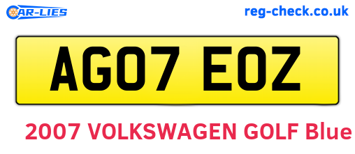 AG07EOZ are the vehicle registration plates.