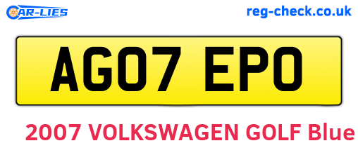 AG07EPO are the vehicle registration plates.