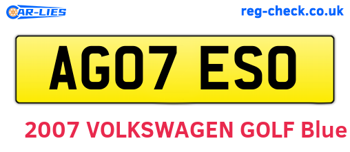 AG07ESO are the vehicle registration plates.